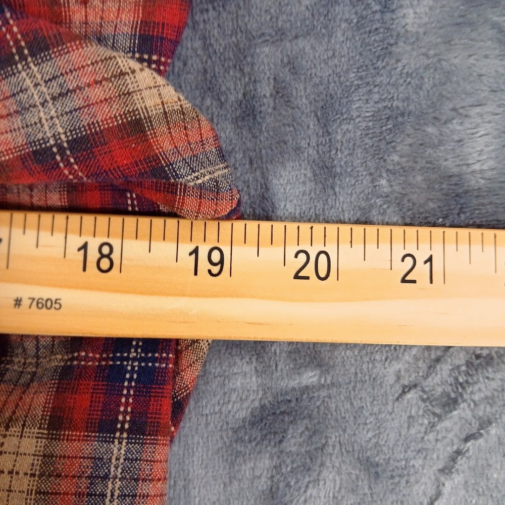 Hem & Thread Shirt Womens Small Red Blue Plaid‎ Tie Front Button Up Long Sleeve - Picture 4 of 8